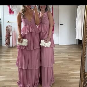 XL Elegant Pink Tiered Maxi Dress